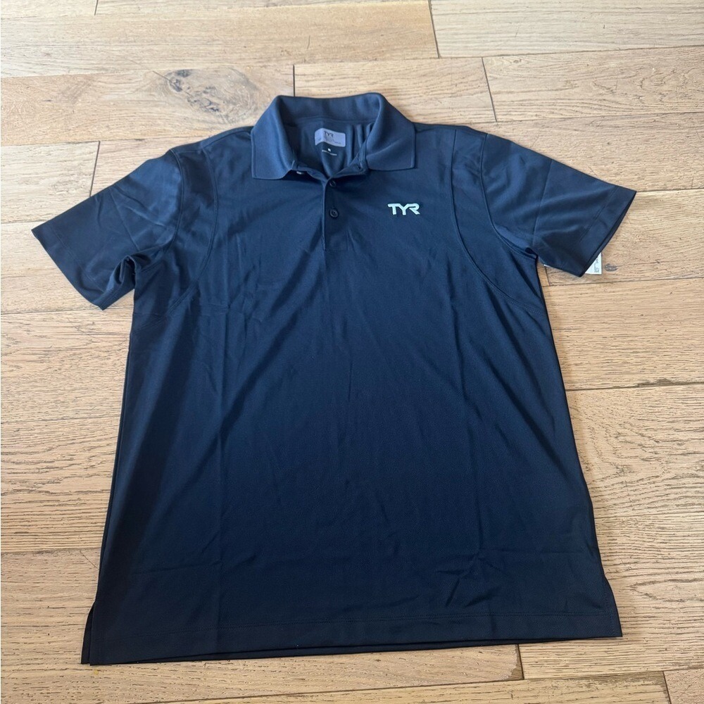 TYR‎ Alliance Tech Polo Black Short Sleeve Athletic Shirt TMCTP3A Size M (1082)